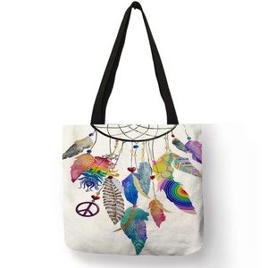 Eco-Friendly Colorful Dream Catcher Folding Tote Bag